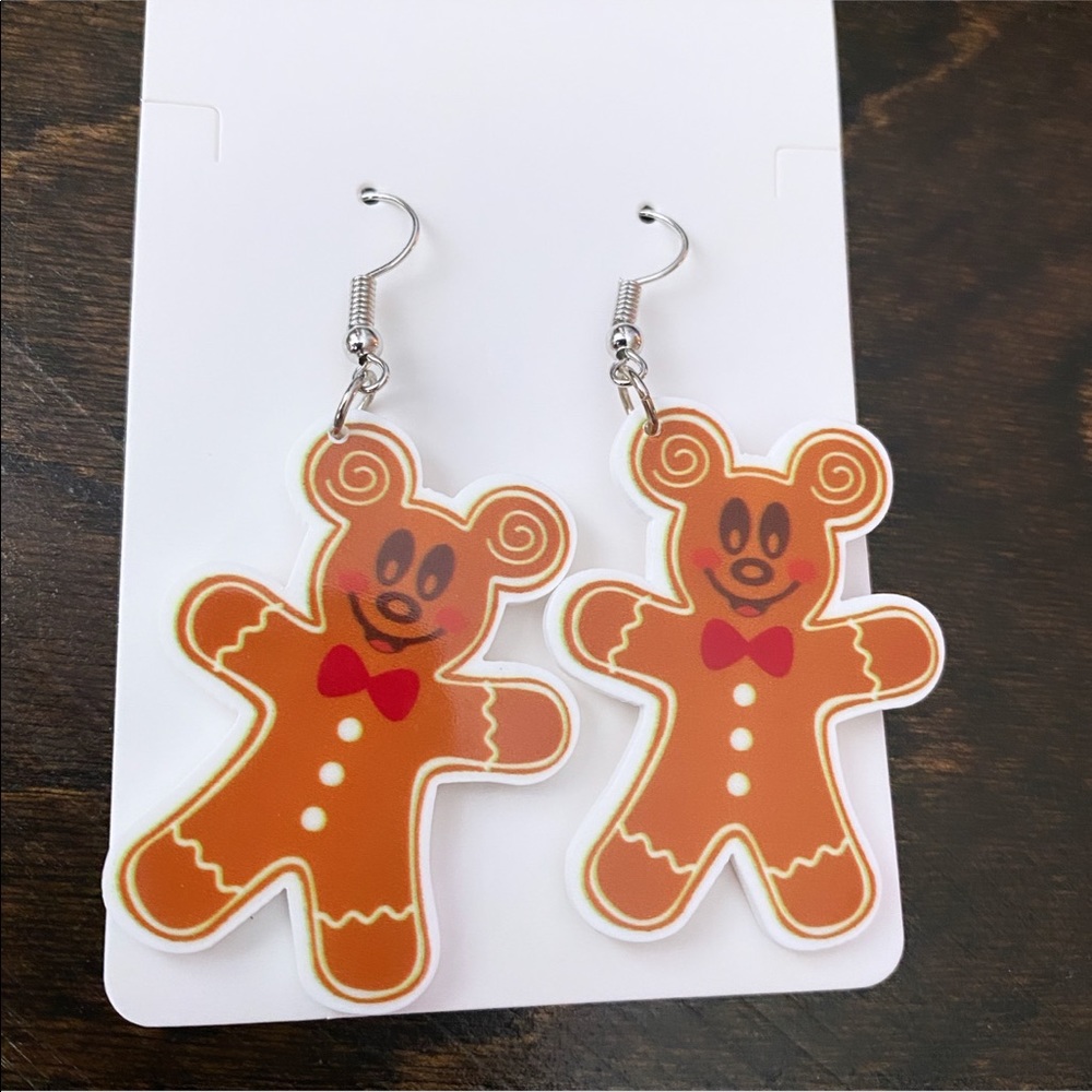 Mouse Ears inspired Gingerbread man earrings